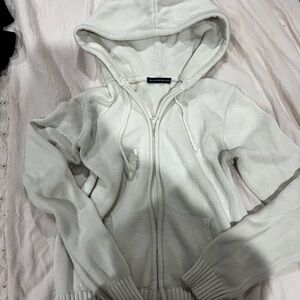 Brandy Melville Cream Zip-Up Hoodie
